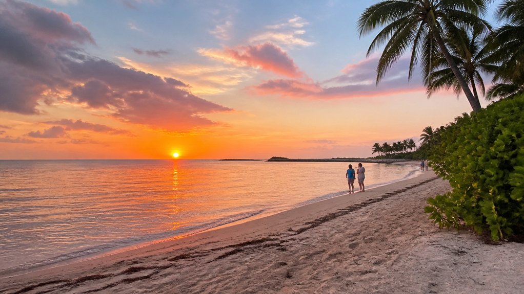 palm lined broad sunset beach