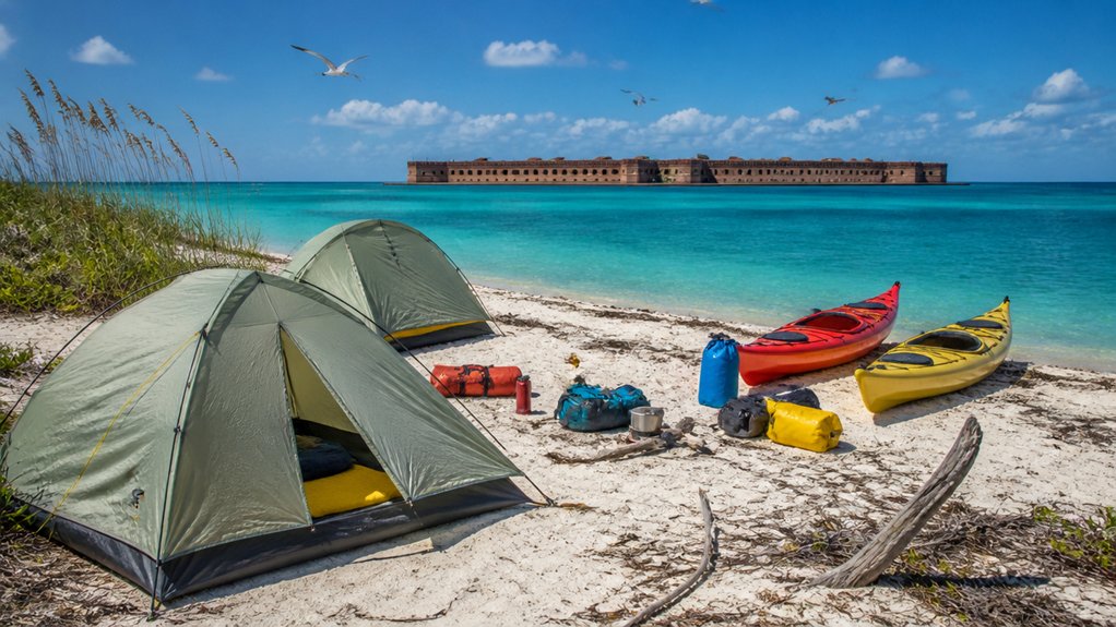 remote rustic island tent camping