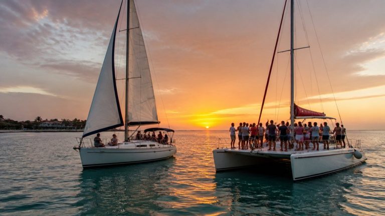 sunset sailboat versus partyboat