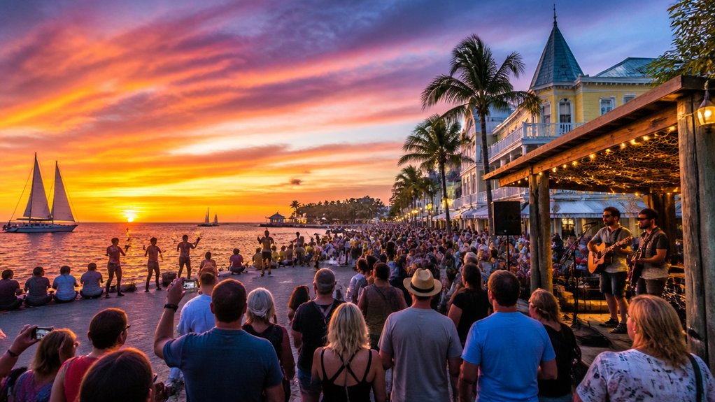 sunset street performers and music