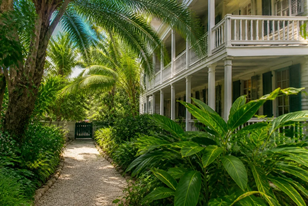 Tropical garden path at a historic Key West home