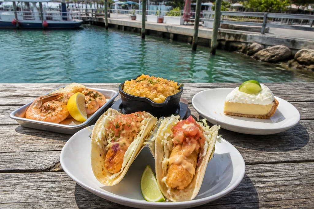 Seafood tastings at a waterfront Key West food stop