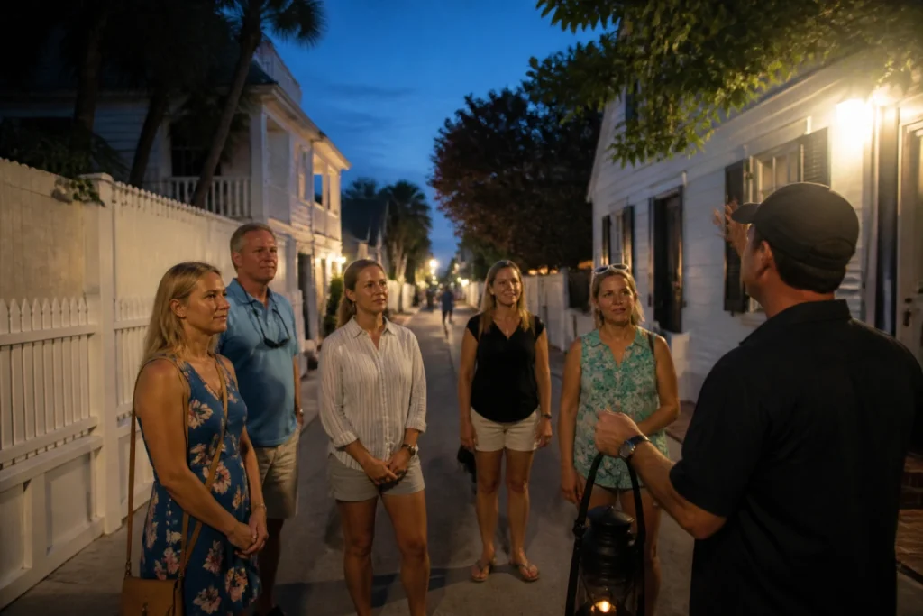 An evening walking group in Key West