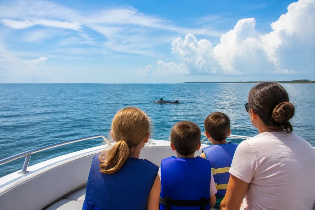Children on a sightseeing boat off Key West