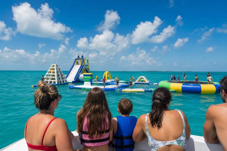 Floating inflatable water park on a Key West boat excursion