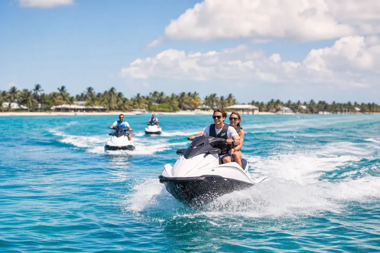 Guided Jet Ski tour riding across the water near Key West