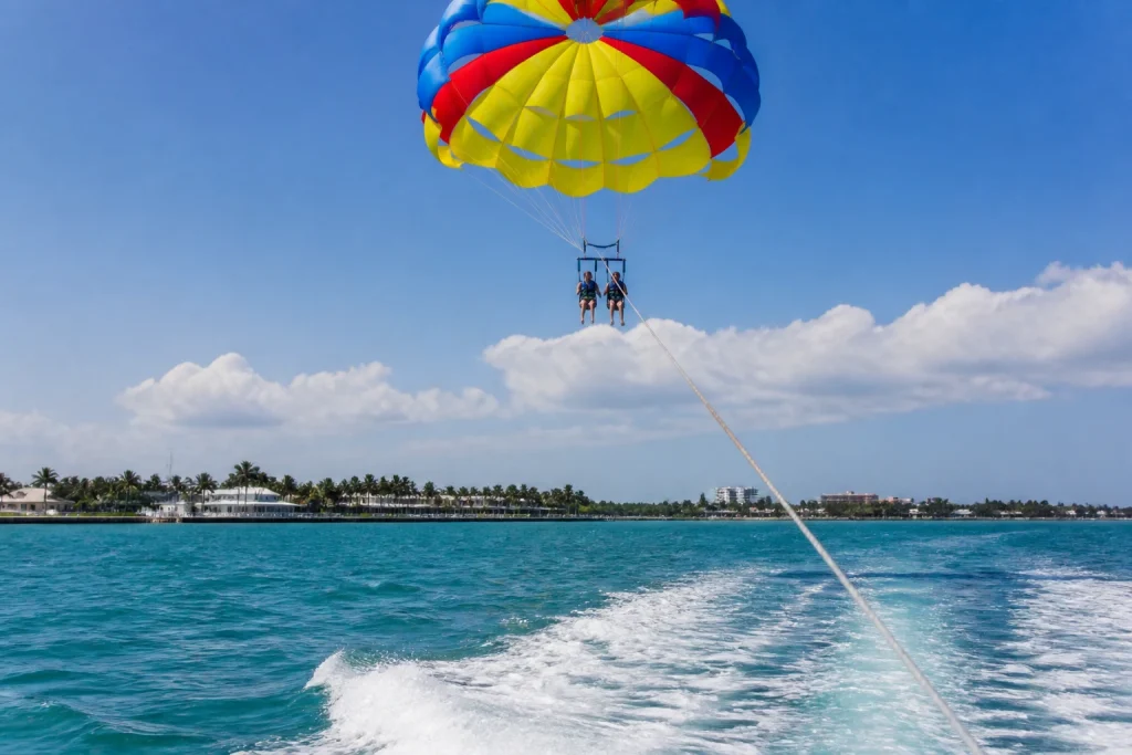 Parasailing above the water in Key West