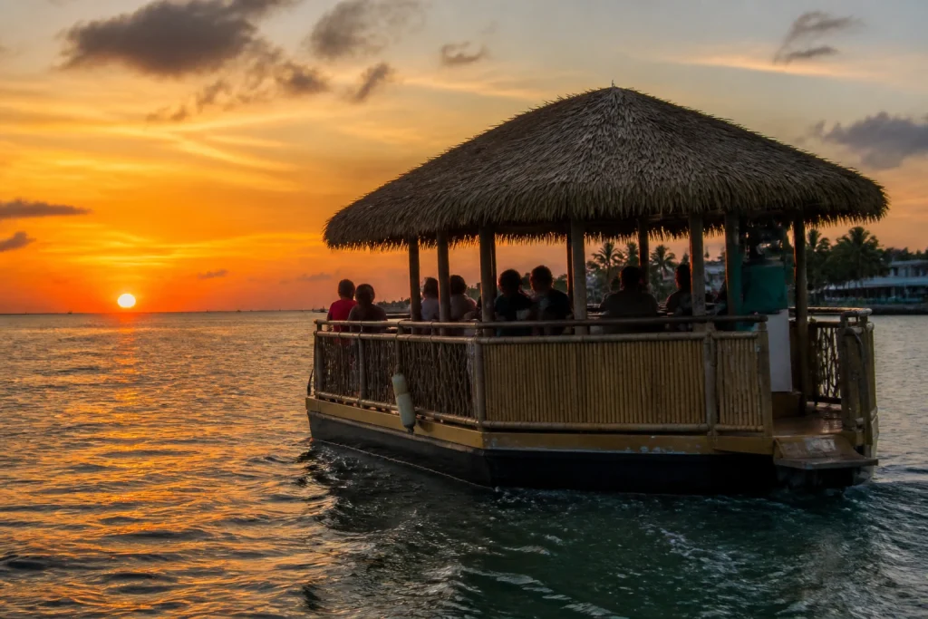 Tiki-style charter boat during a Key West sunset outing