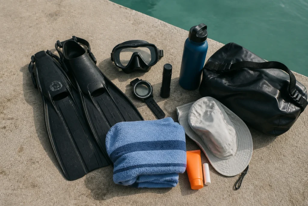 Scuba equipment and boat-day essentials for a Key West wreck tour